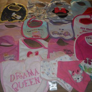 INFANT GIRLS LOT OF BIBS